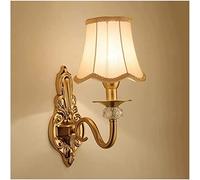 European Style Wall Lamp, LED Wall Light with Fabric Lamp Shade, Creative Retro Wall Sconce, Indoor Art Decor Lighting Fixtures for Bedroom Living Room Bedside Aisle Farmhouse (Size : Single Head) ( S