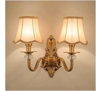 European Style Wall Lamp, LED Wall Light with Fabric Lamp Shade, Creative Retro Wall Sconce, Indoor Art Decor Lighting Fixtures for Bedroom Living Room Bedside Aisle Farmhouse (Size : Single Head) ( S