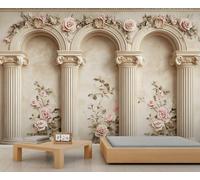 European Style Wall Mural, Imitation Arch 3D Wallpaper, Imitation Roman Columns Mural for Kids Room Living Bedroom Sofa TV Background Decor - 200x140cm