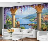 European Style Wallpaper for Living Room - Peel and Stick Wallpaper, Seaside Landscape Bedroom Wall Paper, Large Wall Mural & Mid-Century Home Decor, Self Adhesive