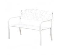 European-style Wrought Iron Outdoor Bench With Curved Armrests, Featuring A Sturdy and Solid Structure, Suitable for Parks, Patios, Gardens, and More(White)