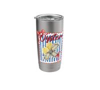European Summer Aesthetic Oyster Lemon Coastal Preppy Stripe Stainless Steel Insulated Tumbler