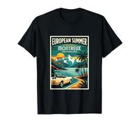 European Summer Montreux Switzerland Retro Travel Poster T-Shirt
