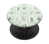 European Summer Stamp Sardines Lobster Shells Bikini - Green PopSockets Adhesive PopGrip