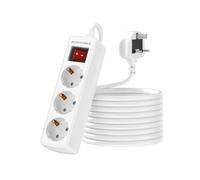 European to UK Plug Adapter, EU to UK Plug Adapter 3 AC Outlet for European Electronic Device, 3M Extension Lead Travel from France, Italy, Spain, Germany,13A/3250W