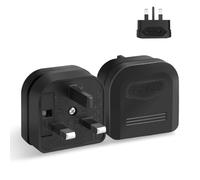 European to UK Plug Adapter,QRUIHC 2 Pin EU to 3 Pin UK Travel Plug Adaptor with 13A Fuse,Type C European Euro to UK Converter Plug Socket Adapter,Black