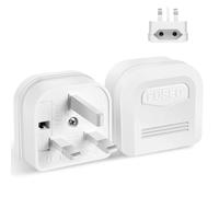 European to UK Plug Adapter,QRUIHC 2 Pin EU to 3 Pin UK Travel Plug Adaptor with 13A Fuse,Type C European Euro to UK Converter Plug Socket Adapter,White