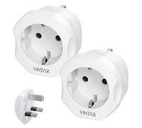 European to UK Plug Adaptor 2 Pack,VINTAR EU to UK Plug Adapter,2 Pin to 3 Pin Adapter Plug UK from France,Spain,Germany to UK,White