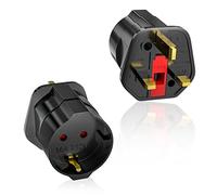 European to UK Plug Adaptor 2 Packs, EU to UK Plug Adapter with 13A Fuse, HITRENDS Plug Adapter 2 Pin to 3 Pin 3250W Max Travel Adaptor Euro to UK for France, Italy, Spain, Germany Euro to UK, Black