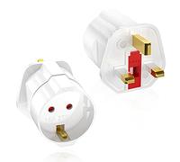 European to UK Plug Adaptor 2 Packs, EU to UK Plug Adapter with 13A Fuse, HITRENDS Plug Adapter 2 Pin to 3 Pin 3250W Max Travel Adaptor Euro to UK for France, Italy, Spain, Germany Euro to UK, White
