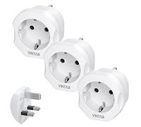 European to UK Plug Adaptor 3 Pack,VINTAR EU to UK Plug Adapter,2 Pin to 3 Pin Adapter Plug UK from France,Spain,Germany to UK,White