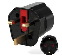 European to UK Plug Adaptor, Travel Interface Connector Piece with Protective Fuse, Compact Linking Accessory for Connecting Personal Devices in Different Wall Layouts, 1 Pack Black