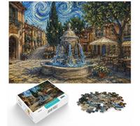 European Town Square with Fountain Painting Jigsaw Puzzle, 1000 Piece