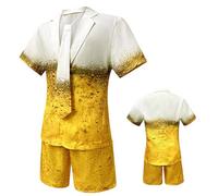 European Traditional Wear - Polyester Oktoberfest Outfit, Mens Traditional Lederhosen Set, Festival Beer Hall Attire | Complete Cosplay Ensemble with Suspenders and Shirt, Authentic Cultural Clothing