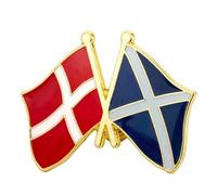 European Union and Denmark Crossed Flags Enamel Metal Lapel Pin Badge - EU Blue Stars and Danish Dannebrog Flag - Friendship Souvenir Patriotic Collectible Gift for Jacket, Hat or Bag - 2.5cm x 1.9cm