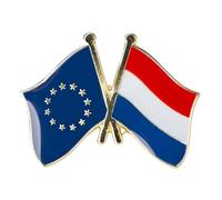European Union And Netherlands Flags Enamel Lapel Pin Badge 2.4 x 1.9cm Double Waving EU Flag And Dutch Flag Design Gold Tone Metal with Secure Clasp for Jackets Bags Hats