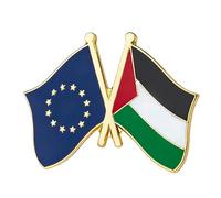 European Union EU And Palestine Crossed Flags Enamel Pin 2.4cm x 1.9cm Metal Lapel Badge International Solidarity Souvenir Gift