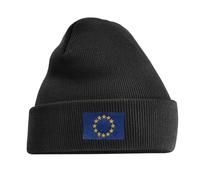 European Union Flag Beanie - Warm Knit Hat for Adults & Kids with EU Flag Design - Unisex Winter Cap for All Ages (UK, Age, One Size, Adults, Black)