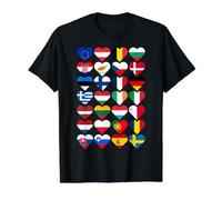 European Union Flags Heart Shapes EU Pride Design Value Graphic T-Shirt, Men, Black, M