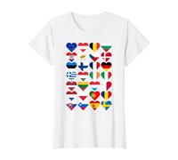 European Union Flags Heart Shapes EU Pride Design Value Graphic T-Shirt, Women, White, L
