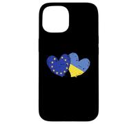 European Union Ukraine Heart Flags EU Ukrainian Dual Flag Case for iPhone 15