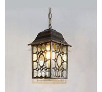 European Victorian Square Corridor Exterior Ceiling Lighting Traditional E27 Square Outdoor Light Fixture for Hallway Winter Garden Balcony Porch Chandelier Aluminum Landscape Lights/Black