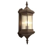 European Vintage Exterior Lamp with Striped Glass Shade Aluminum Retro Loft Light Waterproof Sconces for Garage, House, Porch,One Color-Small (One Color S)