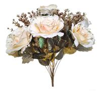 European Vintage Glitter Rose Bouquet, Artificial Silk Flowers for Wedding & Home Decor, 51 cm, Red/White/Coffee Gold/Golden Yellow/Sunset Red/Purple(White)