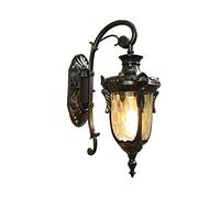 European Vintage Outdoor Lights with Glass Shade Aluminum Metal Exterior Mount Lamp Waterproof Luxury Porch Lights for Garage Entryway Doorway,d-Height:52cm (Black Height:43cm)