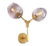 european wall light molecular - magic bean sconce wall lights - simple bedside wall lamp black gold all-copper bracket wall lighting double head glass lampshade compatible with background wall aisle t