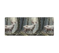 European White Deer Prints Extra Large Mouse Pad 12x31.5in for Office, Gaming, and Learning - Durable, Comfortable, and Environmentally Friendly