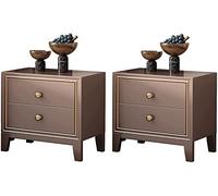 EuropeanStyleBedsideTableSetOf2,NightstandForBedroomRubberWood,minimalistBedsideCabinetWith2Drawers,ChestOfDrawersStorageCabinet50X40X52CM(Color:champagne) needed