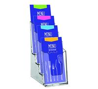 EUROPEL 4-Tier Leaflet & Brochure Holder For 1/3 A4 Size Literature Clear Acrylic Construction Booklet, Flyer & Menu Display & Dispenser for Office, Restaurants & Reception Portrait Clear