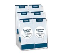 Europel 6-Tier Leaflet & Brochure Holder | For 1/3 A4 Size Literature | Clear Acrylic Construction | Booklet, Flyer Menu Display Dispenser Office, Restaurants Reception | Portrait |, 350106