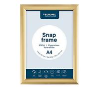 EUROPEL A4 Gold Snap Frame - Anodised Aluminium, Mitred Corners, Anti-Reflective PET Cover, Portrait or Landscape, for Hotel, Restaurant and Home