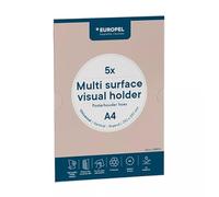 EUROPEL A4 Self Adhesive Poster Frame Set of 5 Transparent Document Holders No Drilling Wall Mount for Office School Retail Hospitality