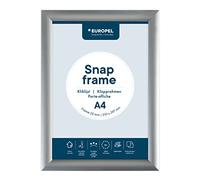 EUROPEL A4 Silver Snap Frame - Anodised Aluminium, Mitred Corners, Anti-Glare PET Cover, Portrait or Landscape, for Office, School and Home, 241×328mm