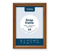 EUROPEL A4 Wood-Effect Snap Frame - Anodised Aluminium, Mitred Corners, Anti-Glare PET Cover, Portrait or Landscape, for Pub, Restaurant, Café and Home