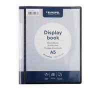 EUROPEL A5 Display Book 20 Pockets 40 Views | Crystal Clear PP Pockets | Project Portfolio Folder for Meetings School Art Music | Rounded Edges | Presentation Display Book | Black