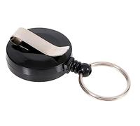 Europel Badge Reel with Strap Clip, 80cm Cord, with Ring, Black (Pack of 10) | for Name badges, Pass holders, Schools, Offices, Conferences | 121282