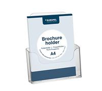 EUROPEL-Brochure Holder, Desktop and Wall Mounted, A4, Crystal Clear Acrylic, Portrait