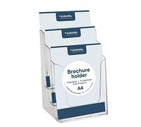 EUROPEL-Brochure Holder, Three Tier Dispenser, A4, Crystal Clear Acrylic, Portrait, 350101.
