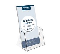 EUROPEL Brochure & Literature Holder, 1/3 A4 Size, Impact Resistant Plastic Construction, Booklet, Flyer & Menu Display & Dispenser for Office, Restaurants & Reception, Portrait, Clear
