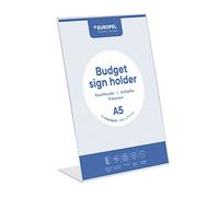 Europel Budget Sign Holder, L-Standard,A5 Size Portrait, Clear Polystyrene 1,5 mm,Menu & Leaflet Display Holder for Restaurants,Hotels,Conference & Reception - Free Standing & Slanted Design