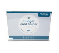 EUROPEL Budget T Card Holder A4 Horizontal Pack of 5, Clear Acrylic Display Stand, Double-Sided Display Stand for Menus, Price Tags, Information and Advertising Media