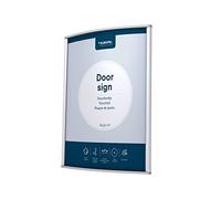 EUROPEL Door Sign holder, Wall Mounted, Simple and elegant, Slightly curved, 15X20cm, Vertical Or Horizontal Display, PVC non-glare cover, Silver, Screwing or adhesive fixing, Incl. mounting material.