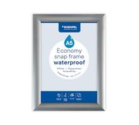 Europel Economy Snap frame, A5, Waterproof, color silver, aluminum profile 25 x 11 mm, for posters 14.8 x 21 cm, anti-reflective film, display of advertising, menus, hotel, office, restaurant