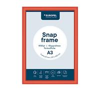 EUROPEL lightweight Snap frame A3, Profile 25x11 mm, Color red, Anodized aluminum, anti-reflective protector, External dimensions 328x451 mm, Grey polystyrene back