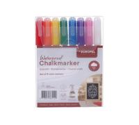 Europel Liquid Chalk Markers Waterproof 3 mm Tip, 8 Colour Set for Windows, Chalkboards and Signs, Chalk Pens for Menu Boards, Café, Restaurant, Hotel and Retail Business