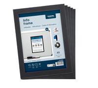 Europel Magnetic Info Frame A5 Black, Set of 5 Pieces, Magnetic Frame for Documents, Magnetic Document Holder for Whiteboards, Metal Surfaces, Quick Document Change for Office, School, and Hospitality